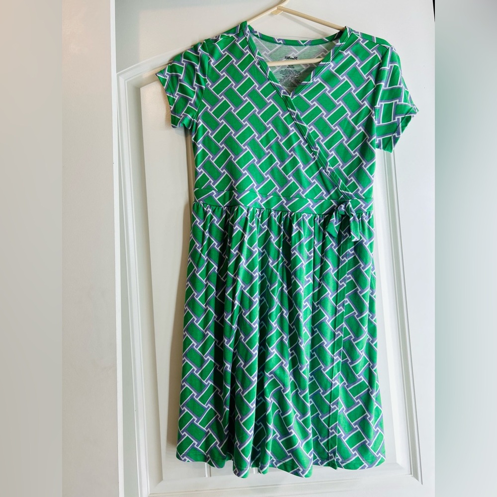 Green Geometric Kids Dress